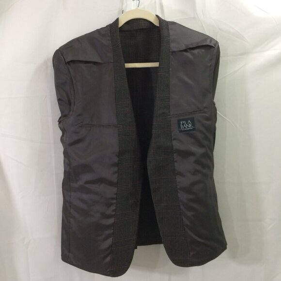 Jos A Bank Suit Jacket Blazer Brown Plaid 100% Wool 2 Button Size 44R - Picture 4 of 6